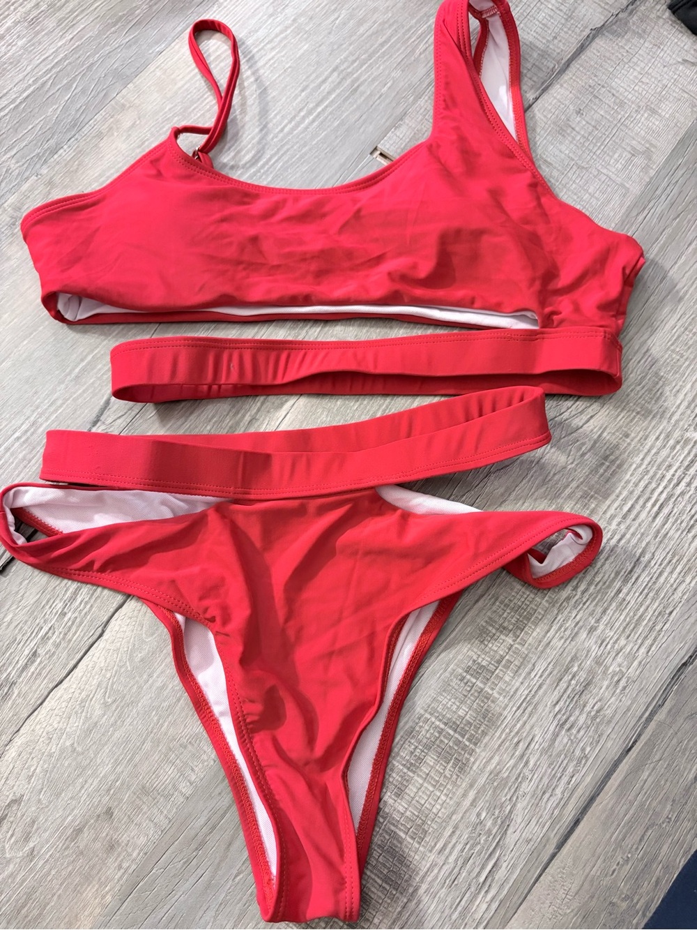 Nasty Gal Bikini red bandage cold shoulder bikini set